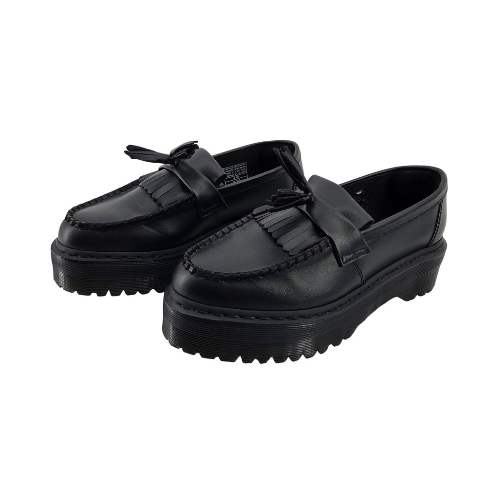 Dr Martens Adrian Mono Quad Black Leather Platforms Tassel Men's 8 Women's 9